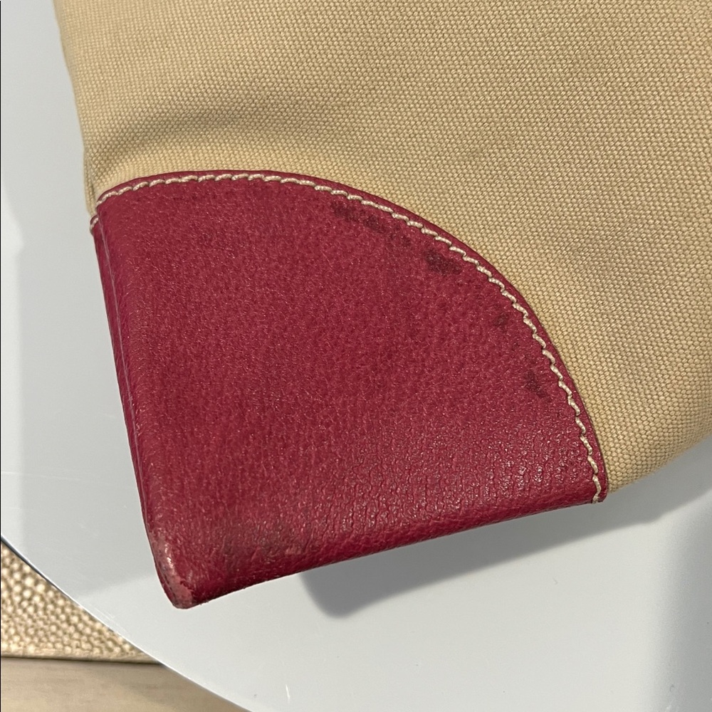 Prada Beige Canvas Tote with Pink Leather Handles and Accents - Picture 6 of 16
